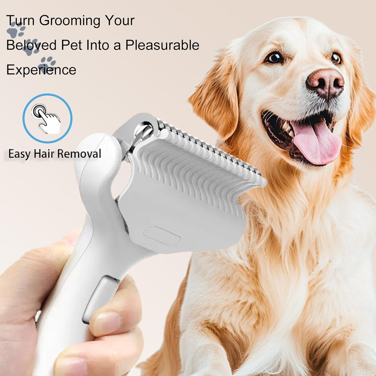 Pet Grooming Dematting Brush for Dogs & Cats,Professional Self-Cleaning Deshedding Tool,Removes Loose Fur,Reduces Tangles Shedding Matts in Medium & Long Hair,Safe & Skin Friendly Undercoat Rake Comb image number 3