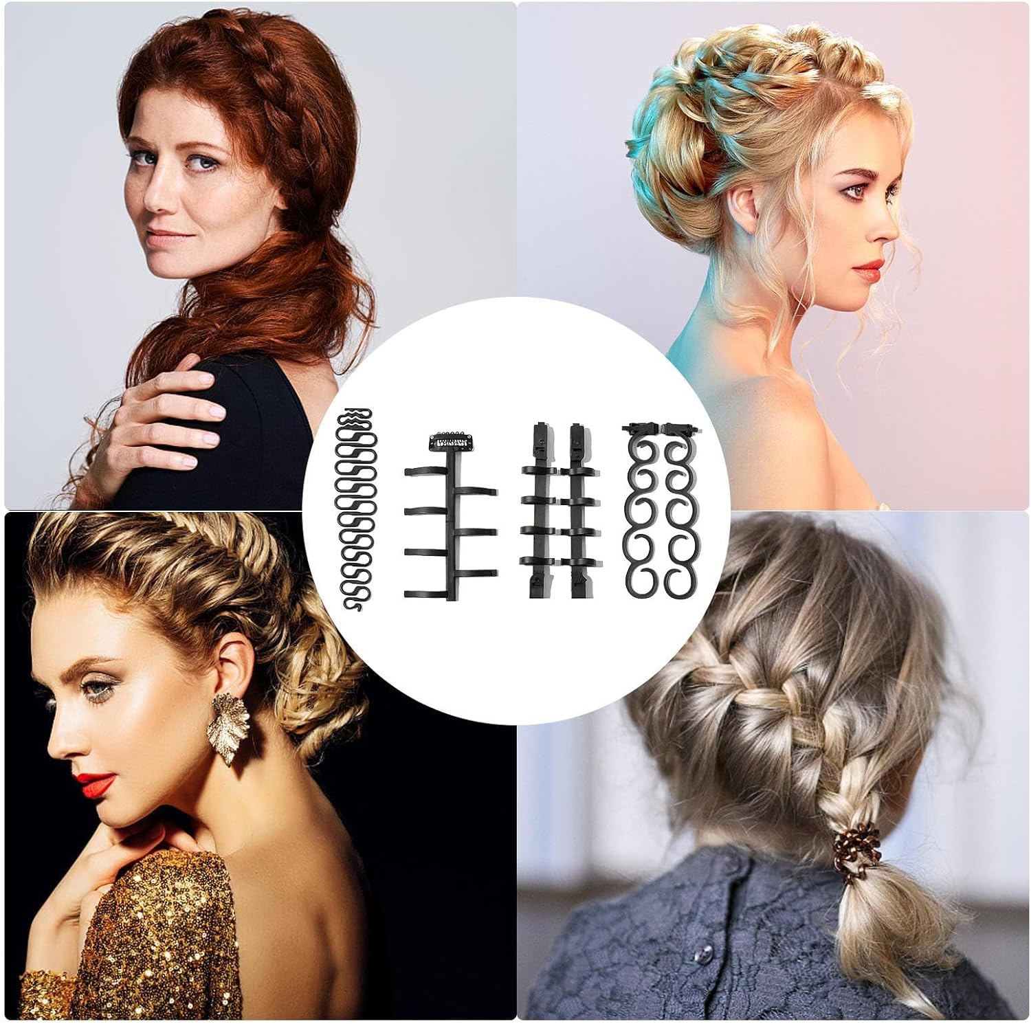 French Braid Tool,Ergonomic Multipurpose Hair Styling Set - Girls Hair Braiding Kit, Gentle Hair Braider Supplies for Weddings, Travel image number 2