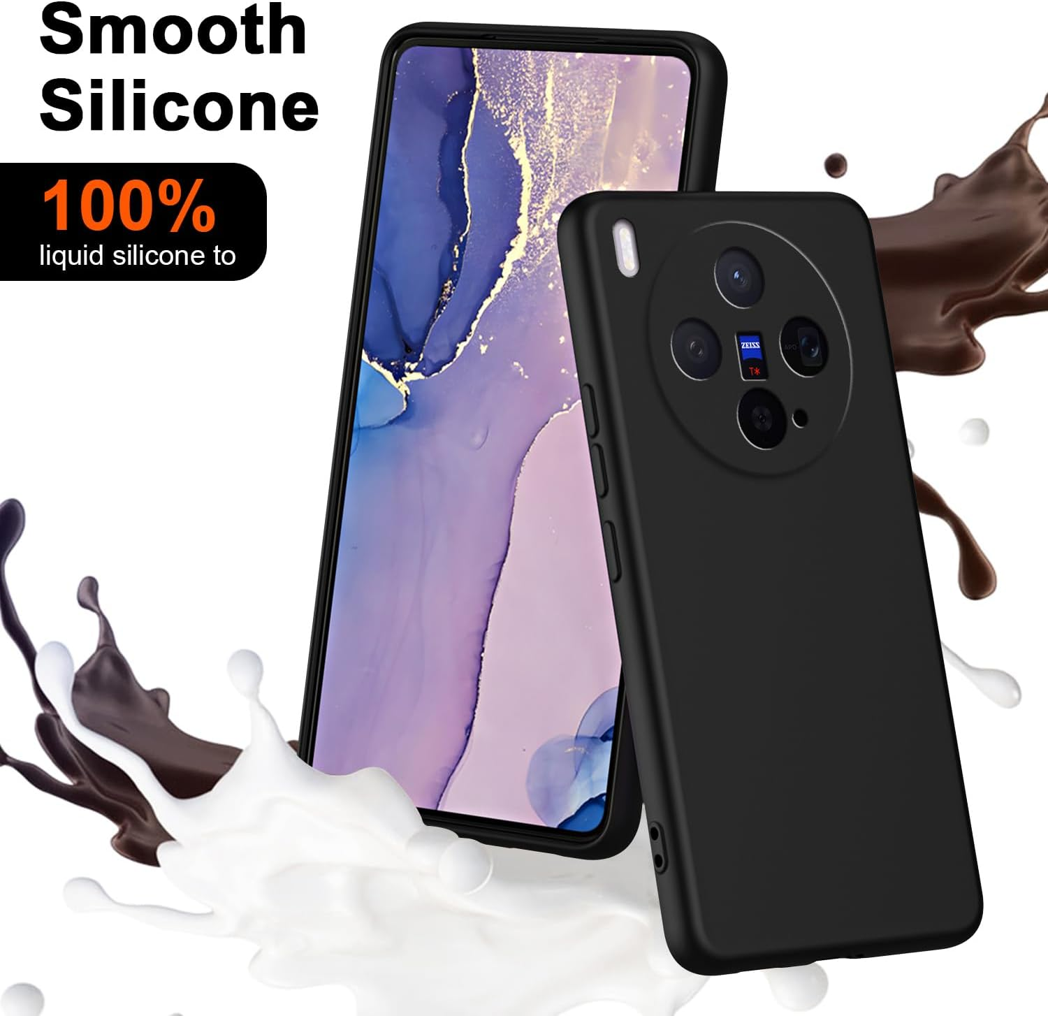 XINYEXIN Silicone Case for Vivo X300, Ultra Thin Shockproof Mobile Phone Case with Microfibre Lining, Scratch-Resistant Soft Case with Non-Slip Grip - Black