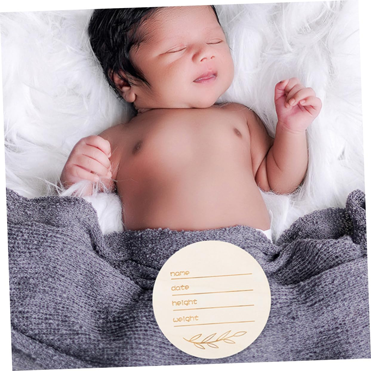 DOITOOL 12Pcs Wooden Birth Announcement Sign Smooth round Keepsake for Newborn Photography Creative Design Milestone Cards for Capturing Growth Moments image number 5