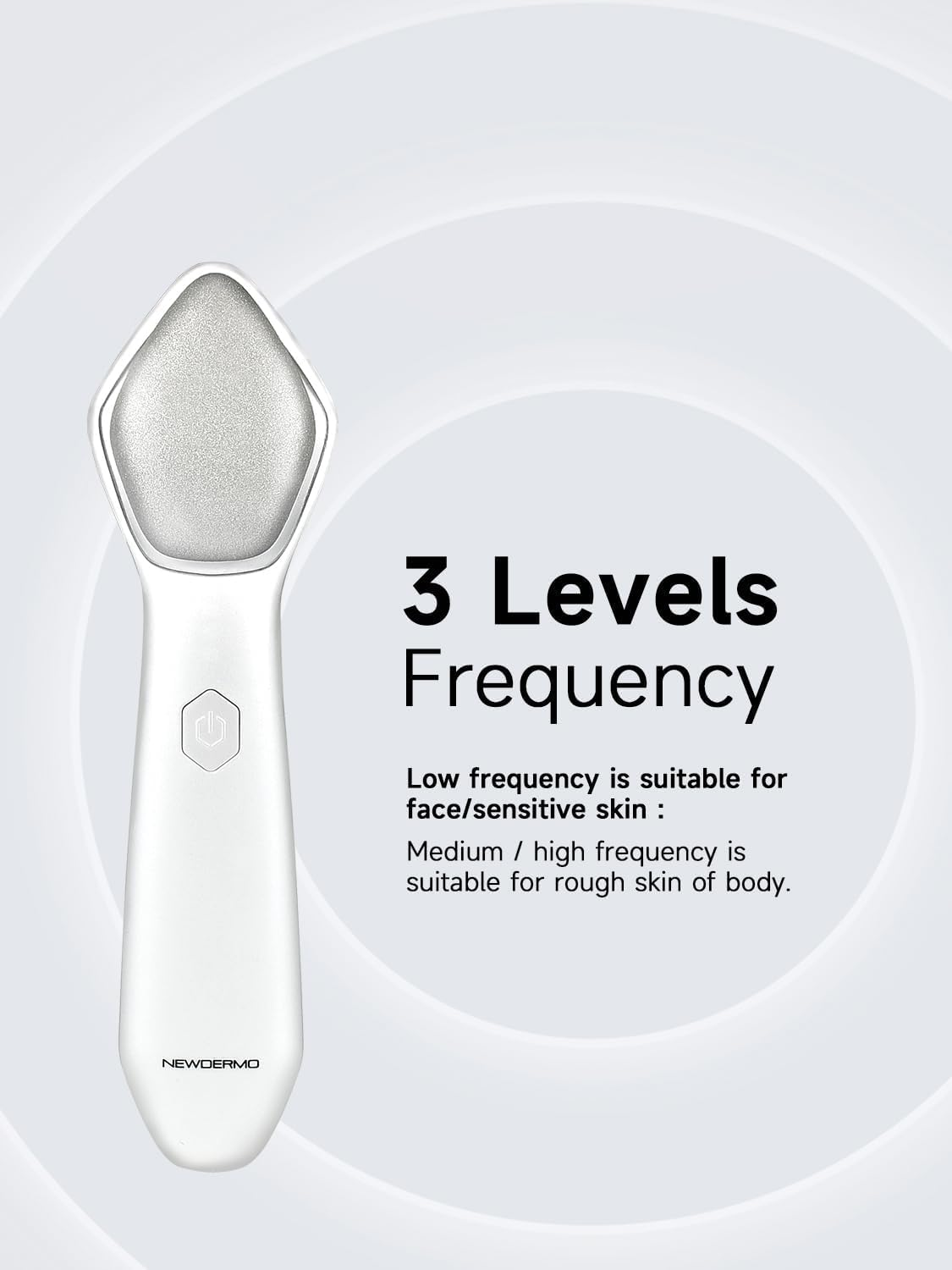 NEWDERMO Microdermabrasion Machine Pro, Large Diamond Electric Microdermabrasion Wand Tool with 3 Levels Frequency for Face Body Exfoliate Skin Care(White) - White image number 2