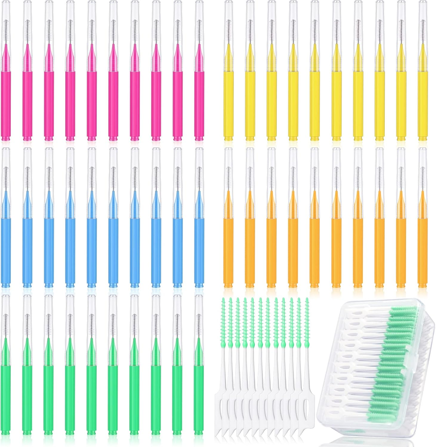 Zopeal 250 Pcs Interdental Brush for Braces Disposable Braces Flossers Dental Picks Floss Toothpick Dental Teeth Flossing Head Oral Hygiene Flosser Toothpick Soft Cleaning Tool (Stylish Color)