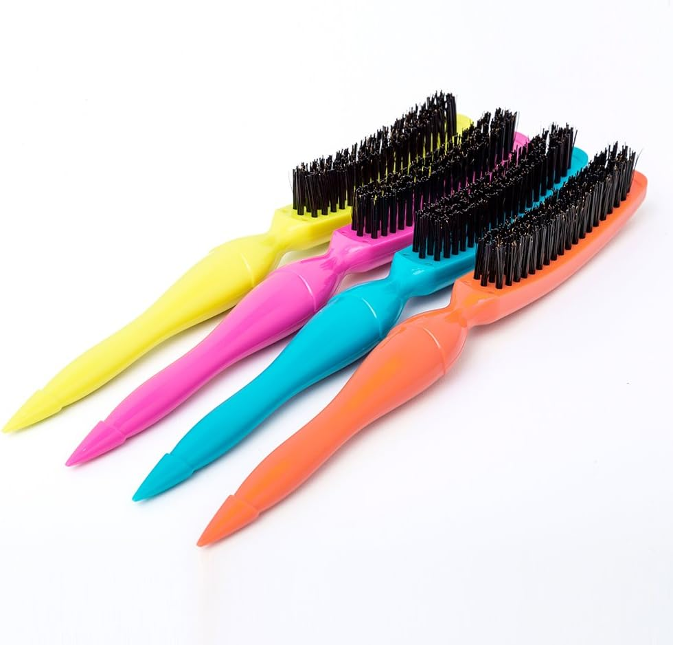 WINSUN 4-Pack Hair Brush, Three Row Boar & Nylon Bristle Teasing Brush for Volume & Hair Growth, Orange & Multicolor, Suitable for All Hair Types, Women, Girls & Salons image number 3