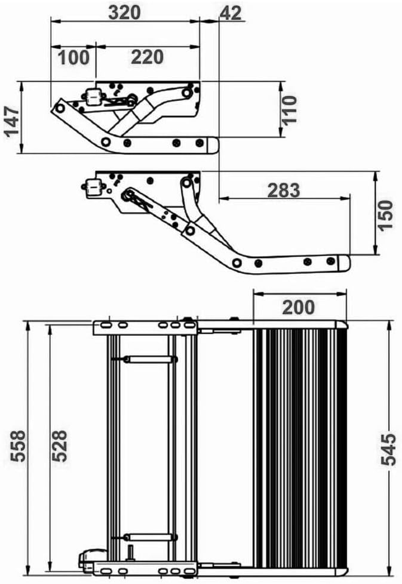 Camper Trailer Caravan Step Aluminium Pull Out Folding Caravan Step Motorhome RV Parts Accessories Step Load Bearing 200Kg-Black image number 1