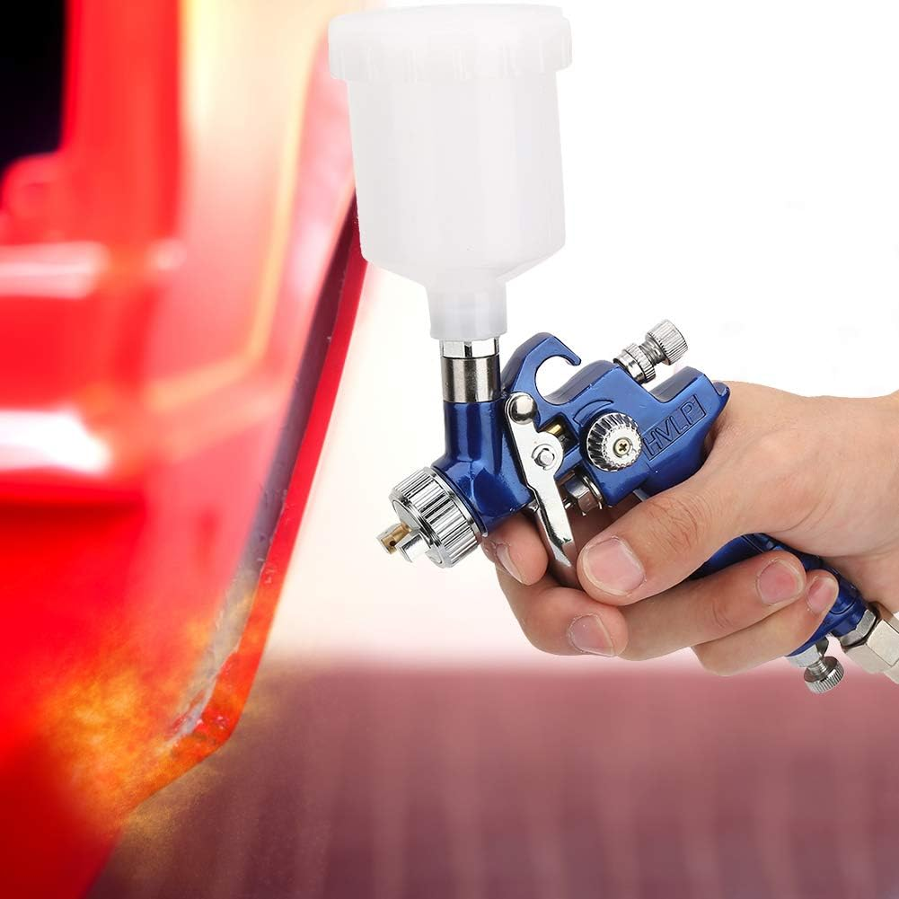 Viagasafamido HVLP Spray Gun Gravity Airbrush Car Oil Painting 125Ml Feed Cup Multifunctional Pneumatic Connector for CAR Prime Furniture Surface Wall 160~250Mm Spray Distance(1Mm)