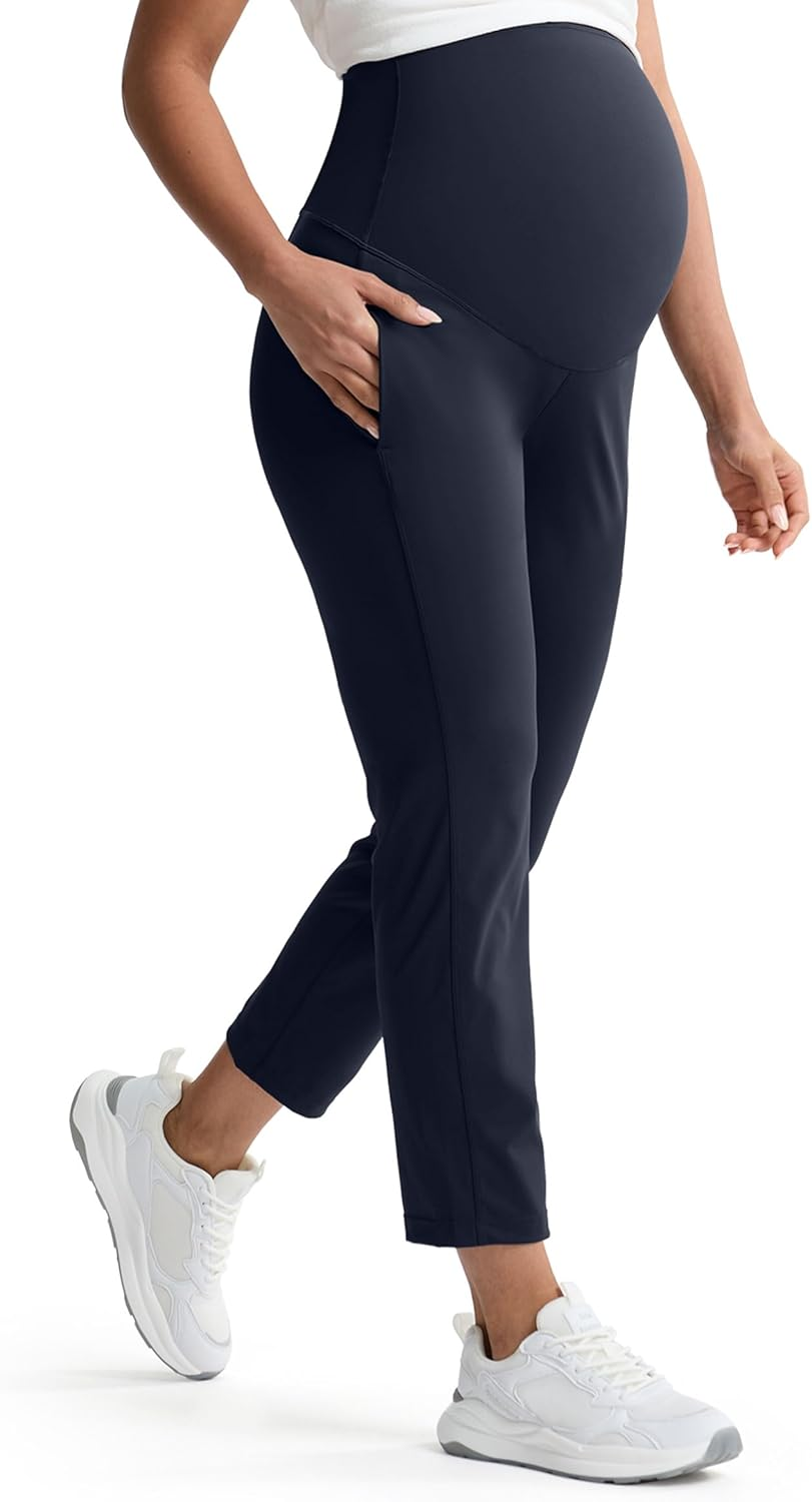 Mama Land Women'S Maternity Jogger over the Belly Stretchy Pregnancy Pants with Pockets Buttery Soft Lounge Activewear image number 5