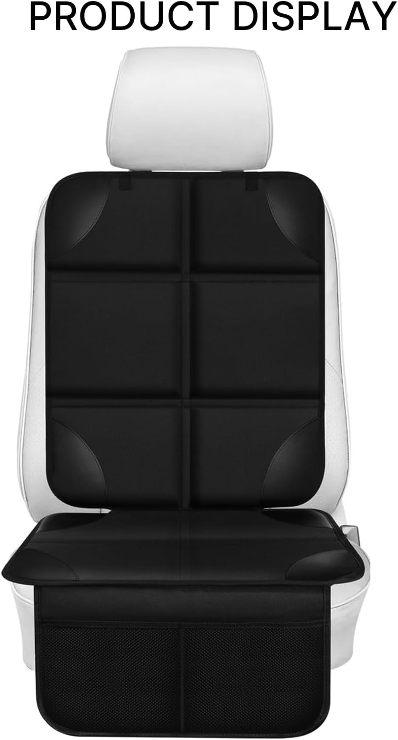 Car Seat Protector, Thick Padding Seat Protector under Baby Car Seat, 600D Waterproof Non-Slip Fabric Seat Cover for Child and Pet with Pockets (Black 1 Pcs) image number 6