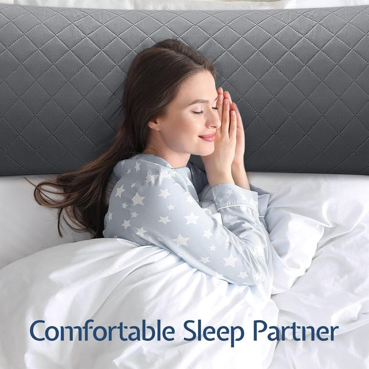 Luxdream Body Pillow Shredded Memory Foam Full Back Hip Leg Support Bed Cushion for Pregnancy Maternity Stomach Side Sleepers 137X50Cm Grey