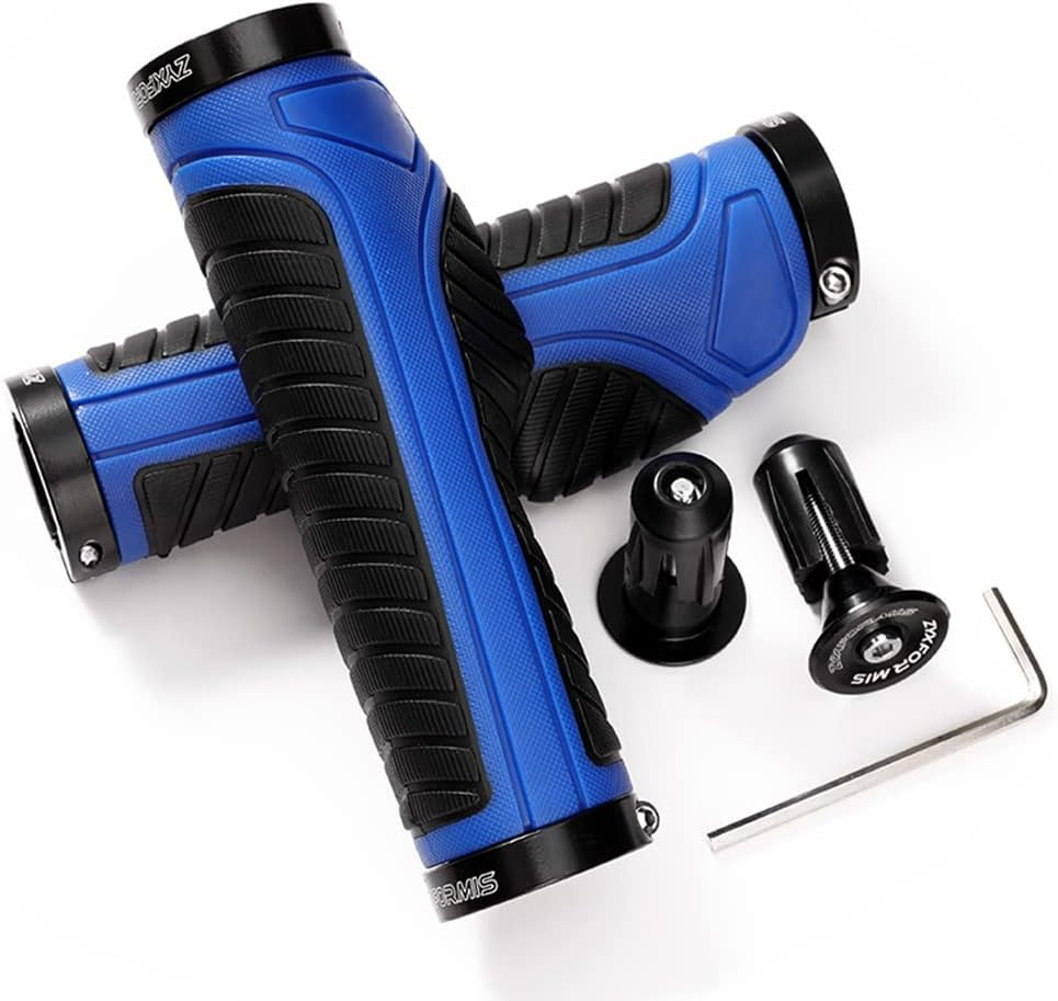 Bike Handlebar Grips, Non-Slip Ergonomic Design Bicycle Grips, Aluminum Double Lock-On Mountain Bike Grips with Multi Colors for MTB BMX Scooter Downhill Foldable Urban Bikes