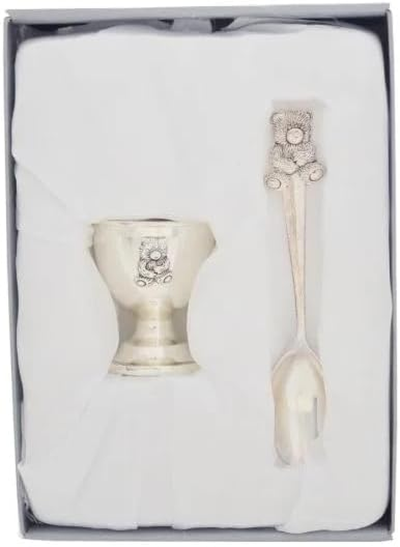 Silver Baby Egg and Spoon Gift Set Newborn Keepsake Christening Boy Girl Present