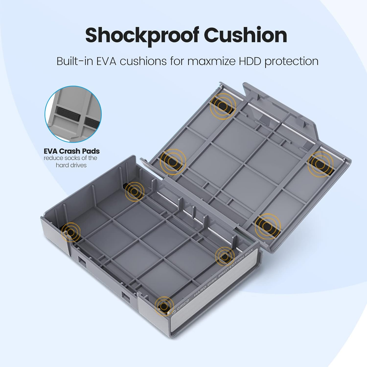 ORICO 5-Pack Hard Drive Carrying Case Protective Box for 3.5/2.5 Inch SSD HDD Portable with Anti-Static,Shockproof and Dust Proof Travel Storage Bag-Php25-5S image number 5