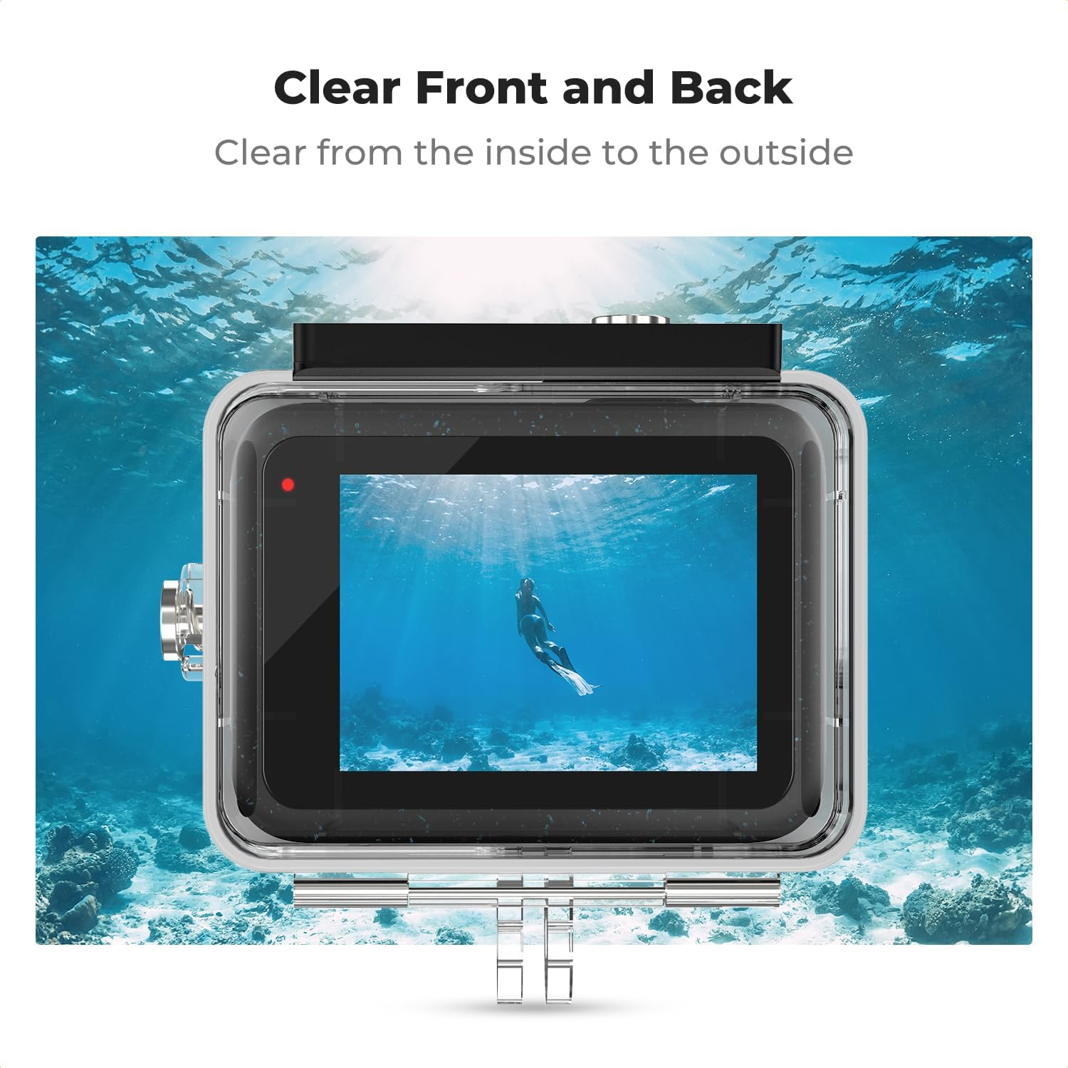 K&F Concept 60M/196FT Waterproof Case for Gopro Hero 13 Black, Protective Underwater Diving Housing for Go Pro 12/11/10/9 Black Accessories,Waterproof Action Camera Shell image number 3