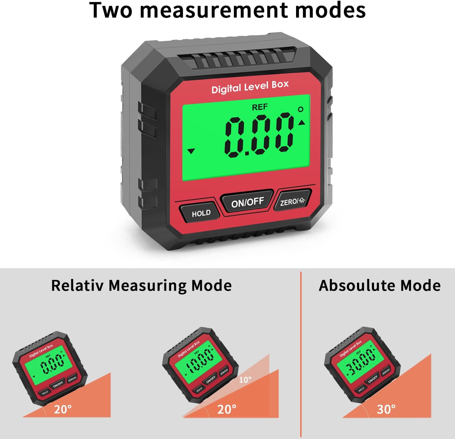 QUMOX Digital Angle Gauge Magnetic Protractor Inclinometer Level Angle Finder Angle Cube Level Box with Magnetic Base and Backlight (Red)