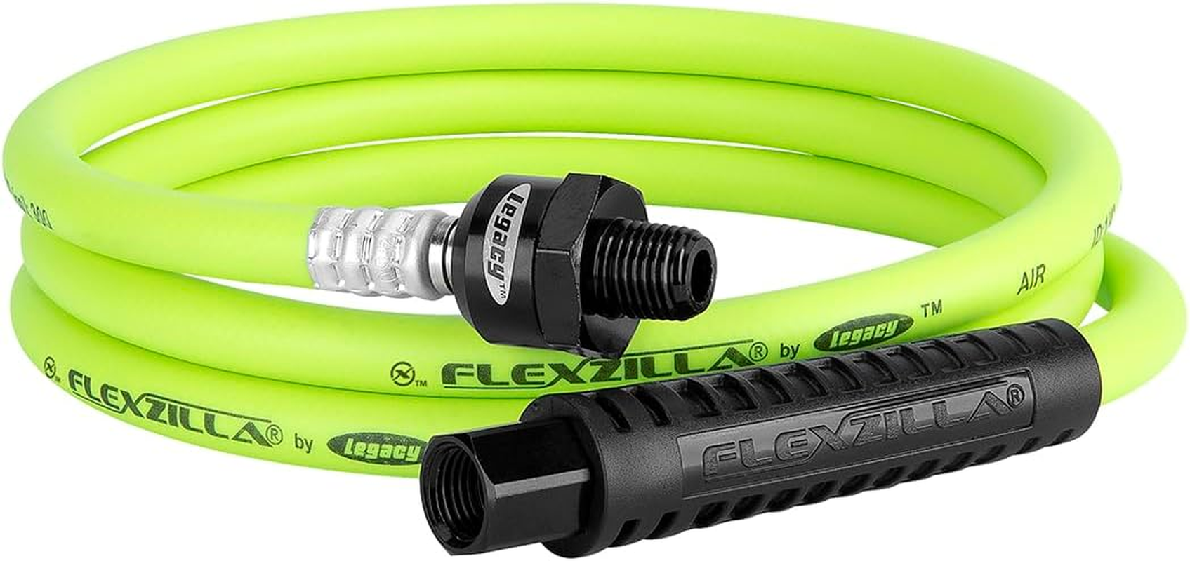 Flexzilla Ball Swivel Whip Air Hose, 1/4 In. X 4 Ft. (1/4 In. MNPT Ball Swivel X 1/4 In. FNPT Ends), Heavy Duty, Lightweight, Hybrid, Zillagreen - HFZ1405YW2B image number 2