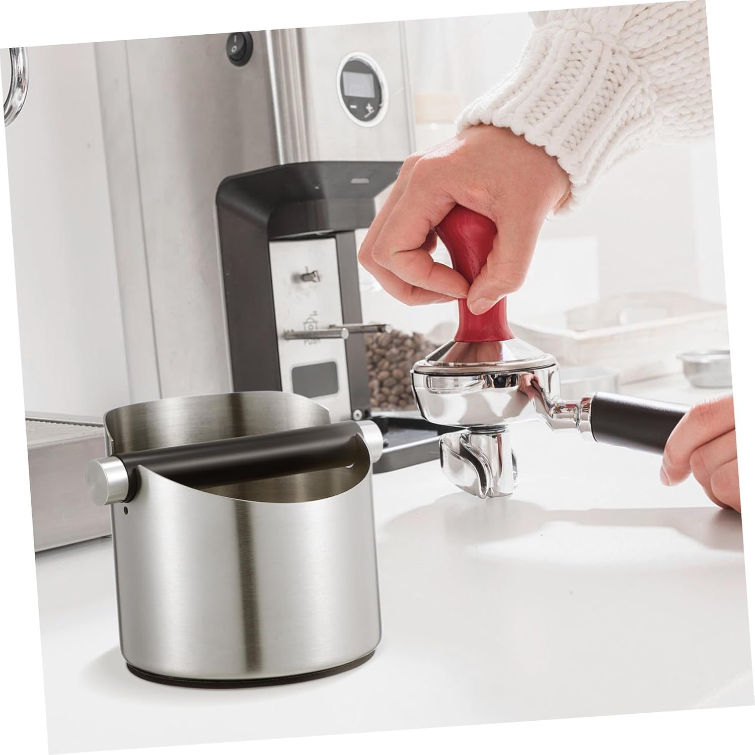 ARTSEWPLY Stainless Steel Coffee Knock Bin with Non-Slip Base Espresso Grounds Container for Home Bar Coffee Shop Heat Resistant Semi-Automatic Machine Accessory image number 6