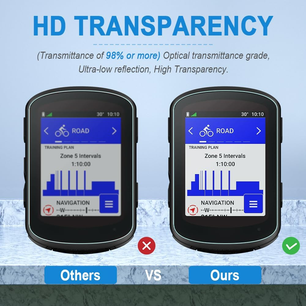 Duttek Glass Screen Protector Compatible for Garmin Edge 540 and Garmin Edge 840 Empered Glass Screen Protector, 2.5D Arc Edges 9H HD Anti-Fingerprint 3-Pack image number 2