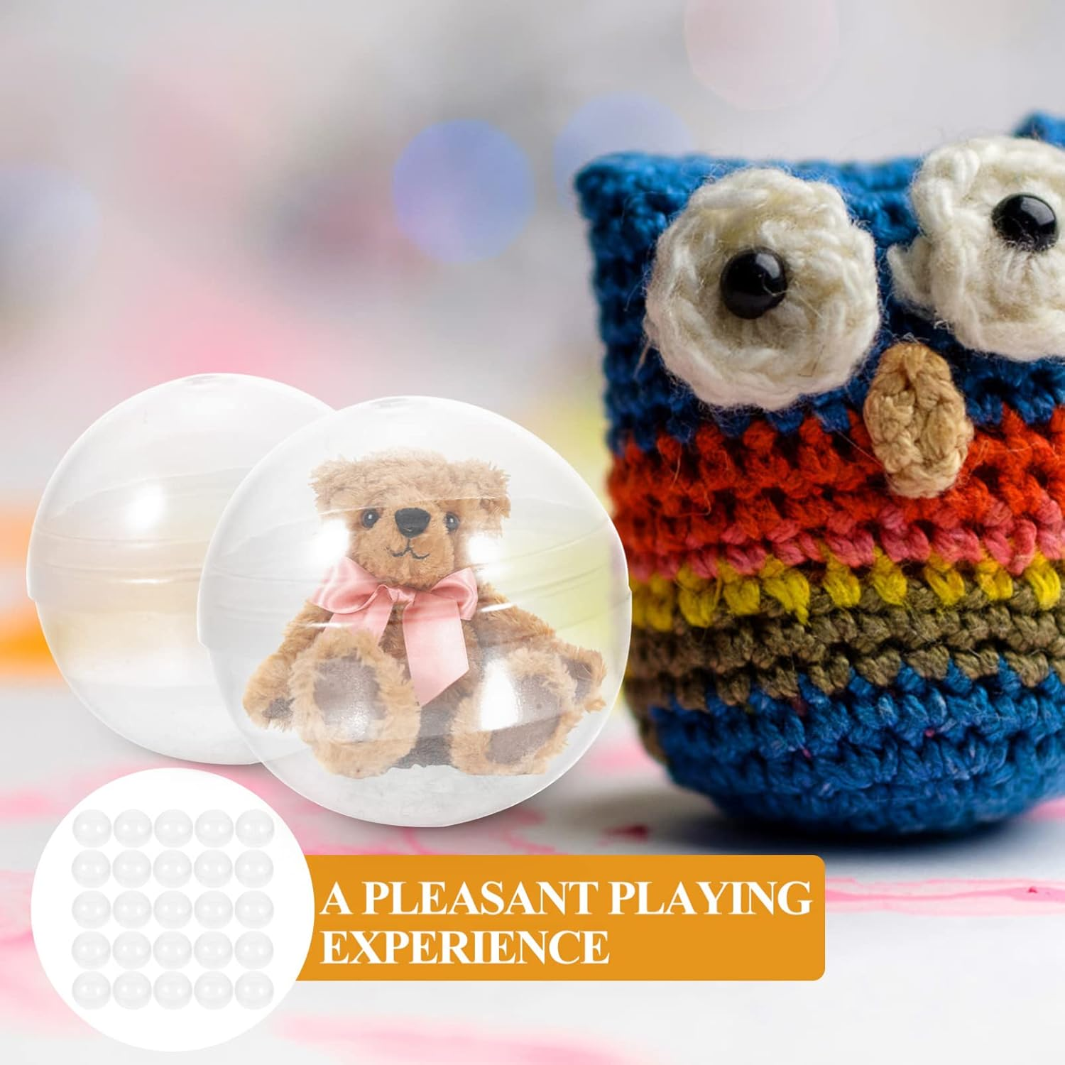 SEWACC 100Pcs Small round Capsules Clear Containers for Toy Vending Gumball Machines Surprise for Kids Party Favor Prize image number 2