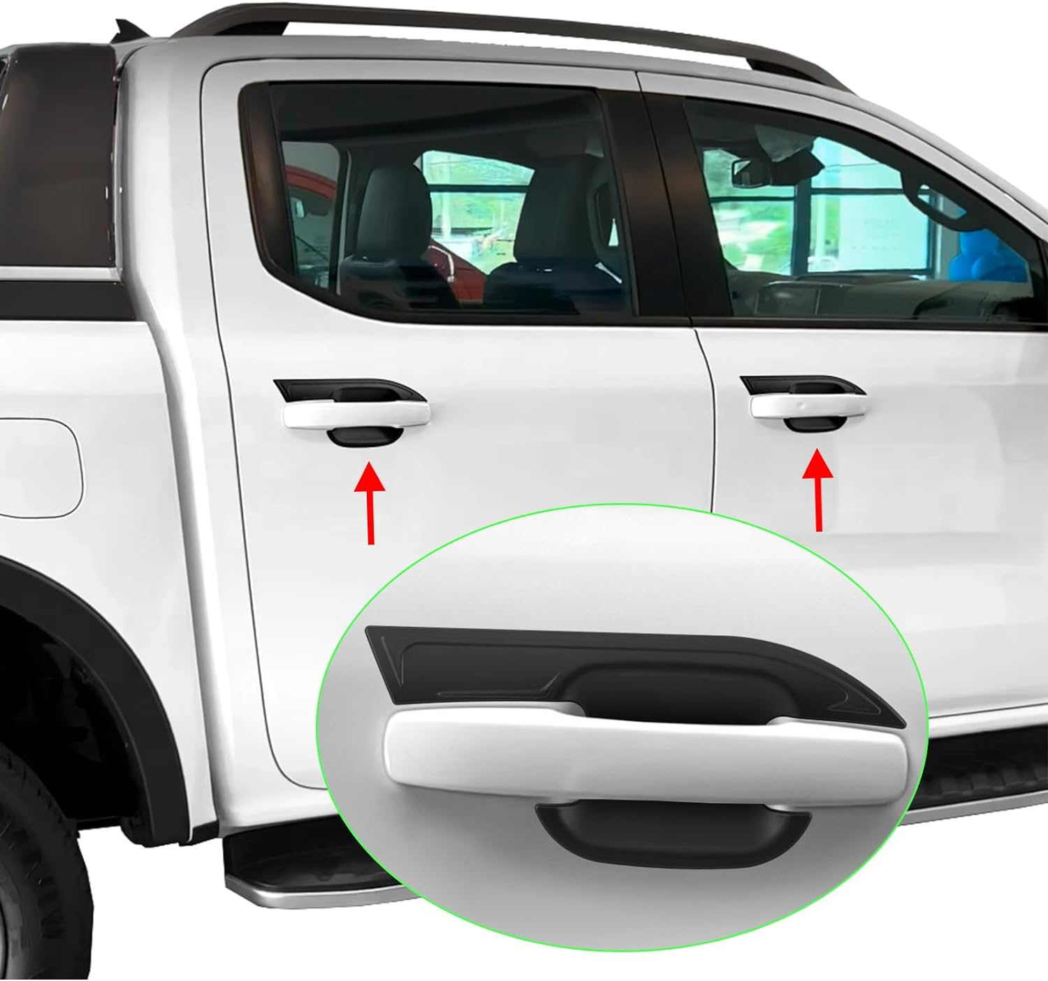 SUERAUTO4X4 Door Handle Bowl Insert Cover for Ford Ranger Next Gen 2022 2023 2024 Accessories, Car Door Handle Scratch Protector Cup Guard Trim Matte Black, 4PCS image number 2