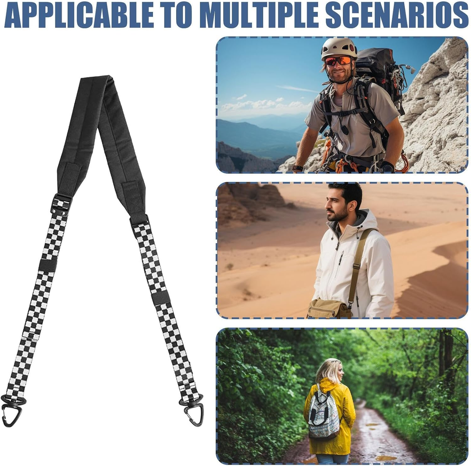 Bvizyelck Shoulder Strap | Adjustable Padded Shoulder Strap - Heavy Duty Replacement Belt with Metal Hook for Moving Travel Beach Camping Travel Canvas Laptop Backpack image number 6