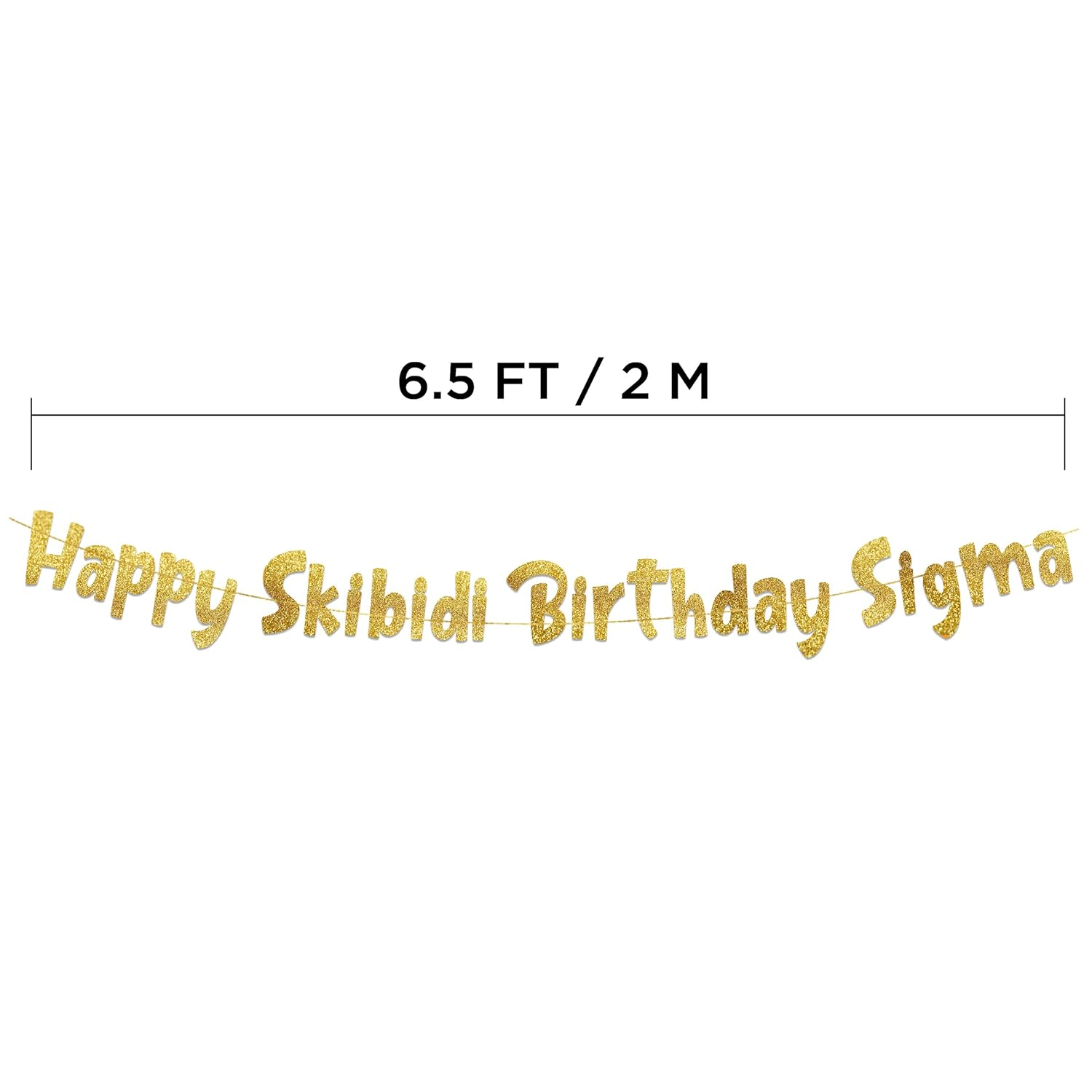 Happy Skibidi Birthday Sigma Gold Glitter Banner - Gen Z Slag - Funny Zoomer Birthday Decorations, Favors, Supplies, Ideas and Gifts image number 2