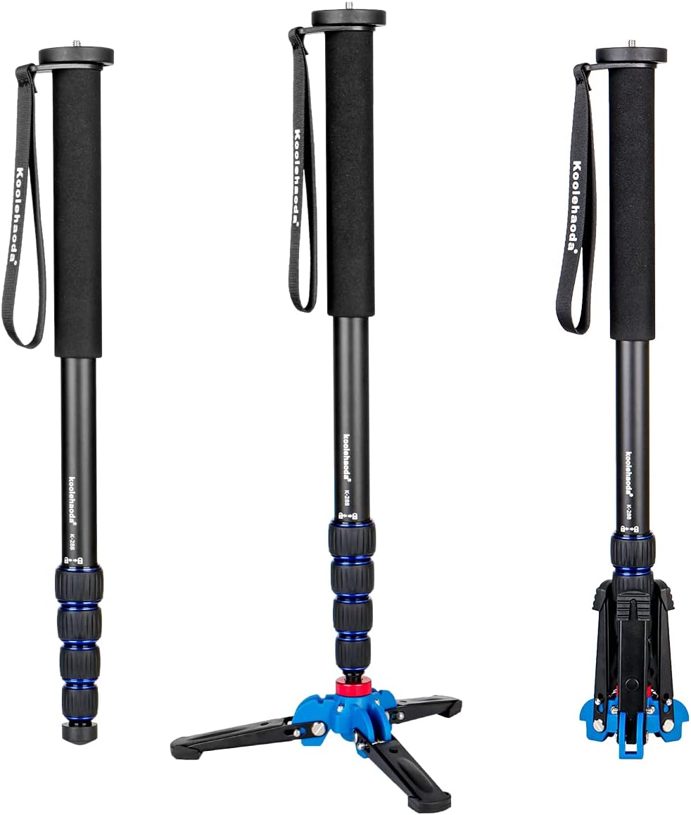 Koolehaoda Professional 65-Inch Camera Aluminium Monopod with Folding Three Feet Support Stand (K-288+A1 Base)