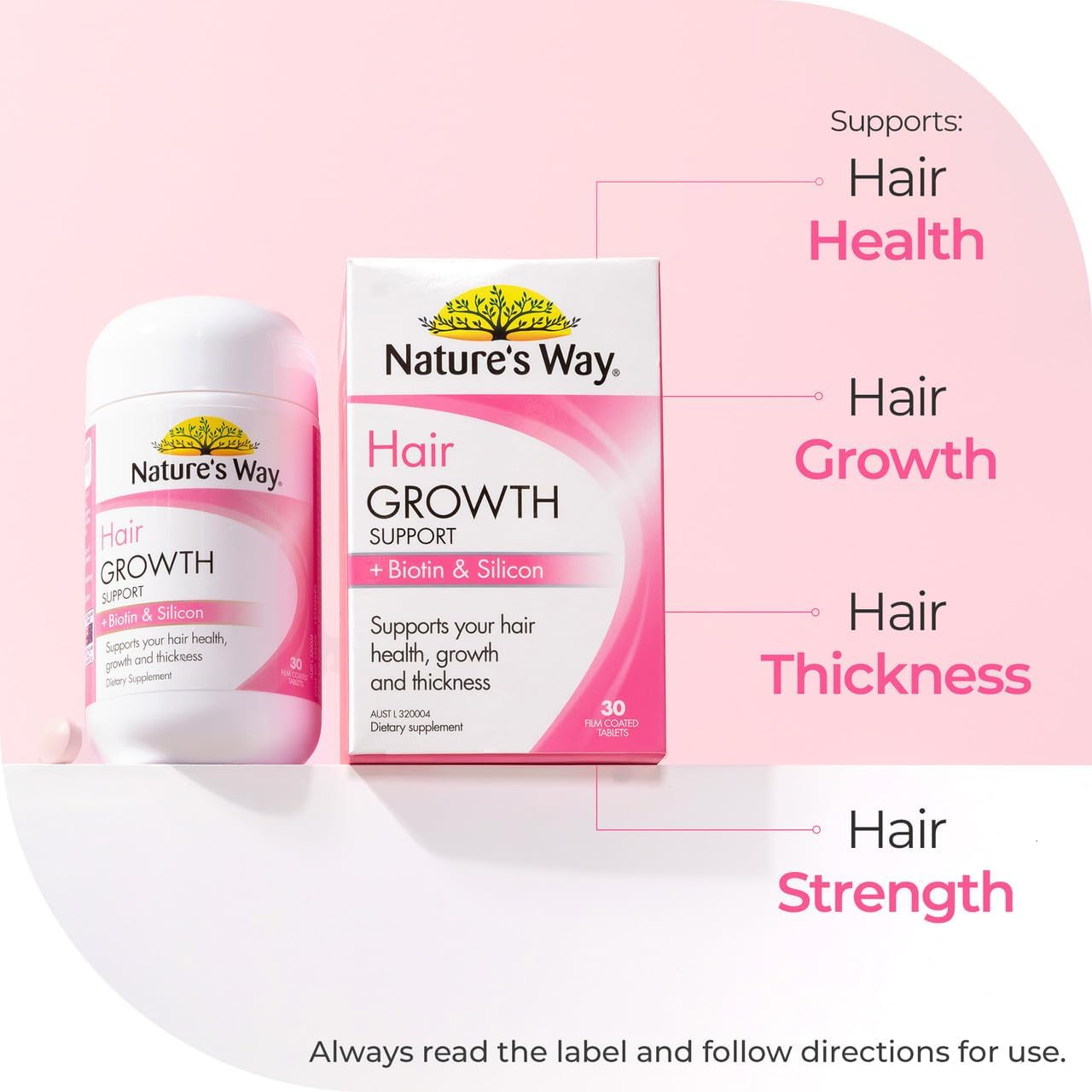 Nature'S Way Hair Growth Support plus Biotin and Silicon 30 Tablets image number 4