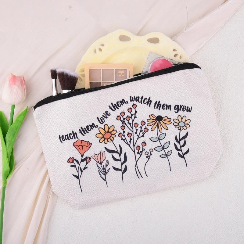 Appreciation Gifts for Teachers Thank You Makeup Cosmetic Bags Presents for Tutor Principal Thanksgiving Holiday Presents for Teacher Graduation Back-To-School Present for Colleague Coworkers - Multicolor Flower image number 3