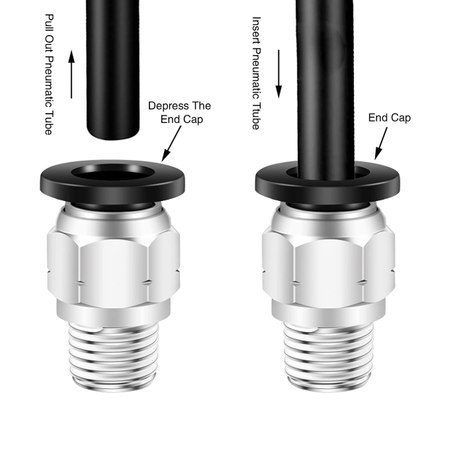 CEKER 1/2 Push to Connect Fittings Air Fittings PC 1/2 Inch Tubing Od X 3/8" NPT Thread Male Air Line Fittings Pneumatic Fitting Push in Connector Compression Fittings Quick Connect Fittings 2Pack image number 1