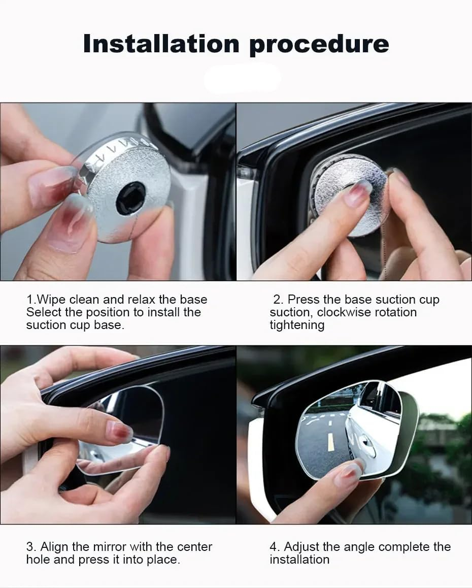 KEWAYO 2Pcs Blind Spot Mirror, 360 Degree Adjustabe HD Glass Blind Spot Mirrors, Frameless Convex Rear View Mirror, for Any Van, Car, Suv and Trucks. image number 3