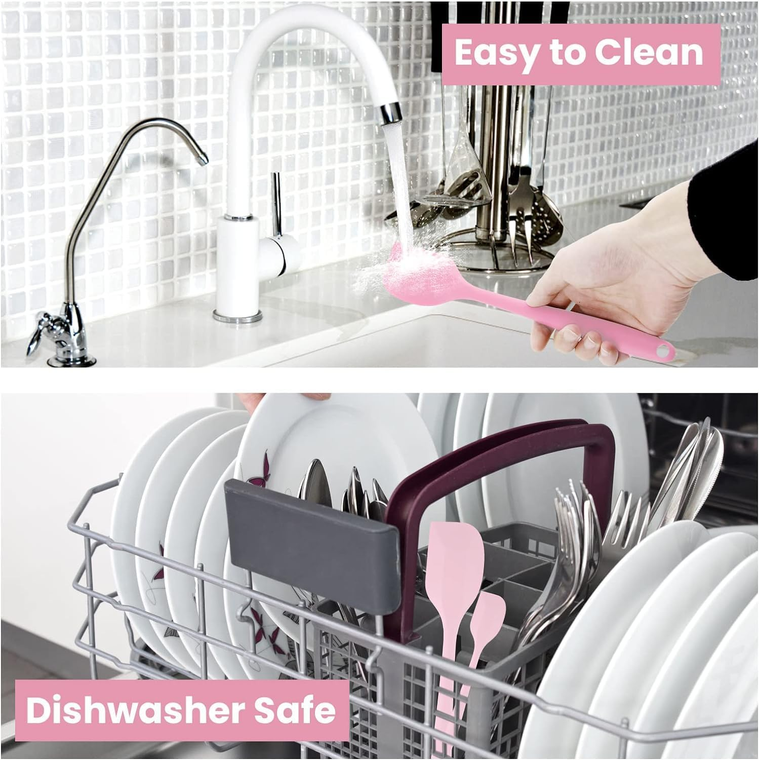 Silicone Spatula Set for Baking, Cooking, Scraping, and Mixing, 8 Pieces Rubber Kitchen Utensils with High Heat Resistant Non Stick Dishwasher Safe Bpa-Free image number 5