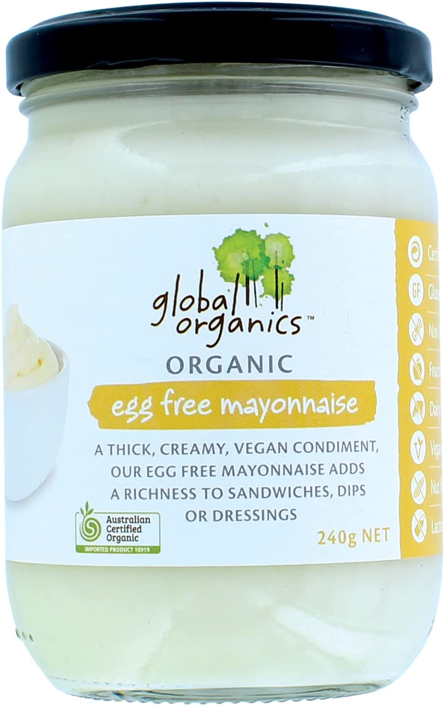 Global Organics Egg Free Mayonnaise 240 G image number 1