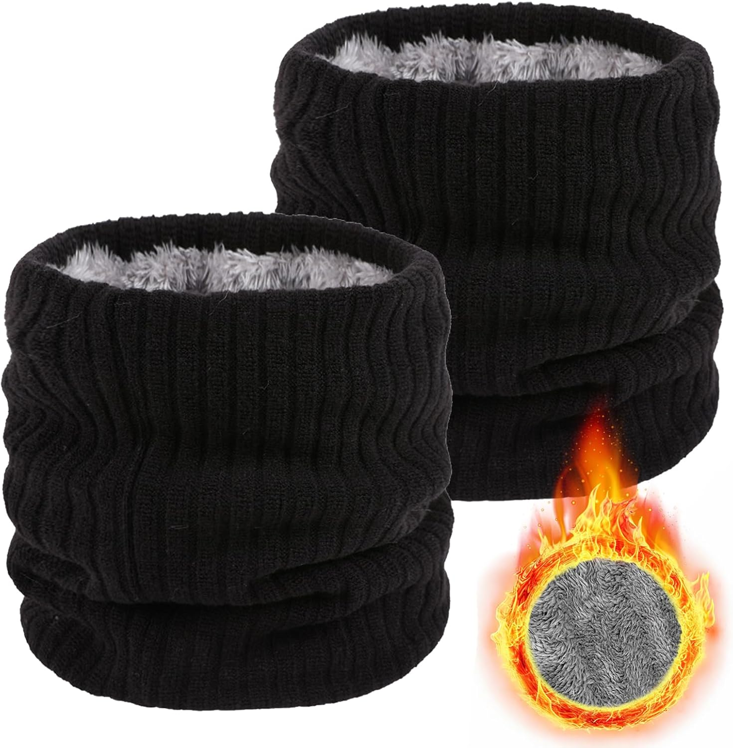 Lifwimner Winter Fleece Neck Warmer Mens Ski Mask Face Warmer Neck Gaiter Neck Scarf Women Thick Windproof 2 Pack