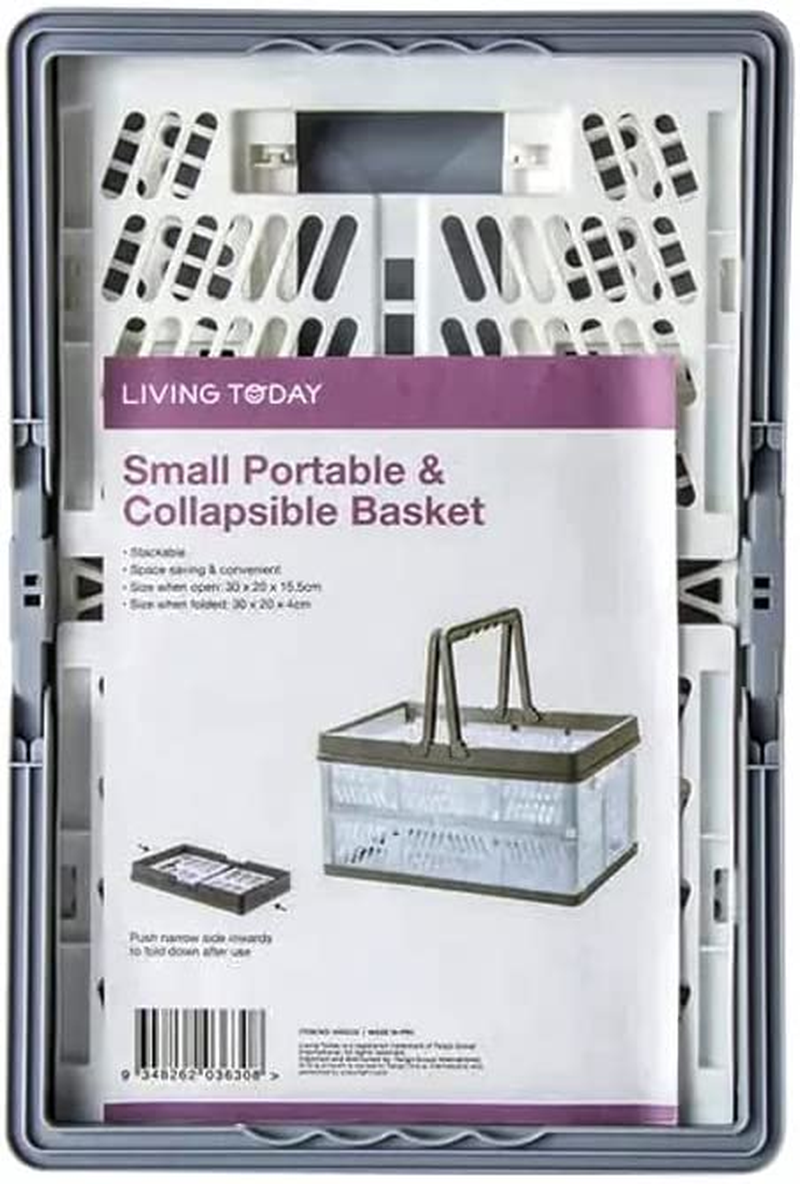 Living Today Collapsible Shopping Basket, Foldable Storage Containers, Plastic Stackable Picnic Basket with Handle image number 5