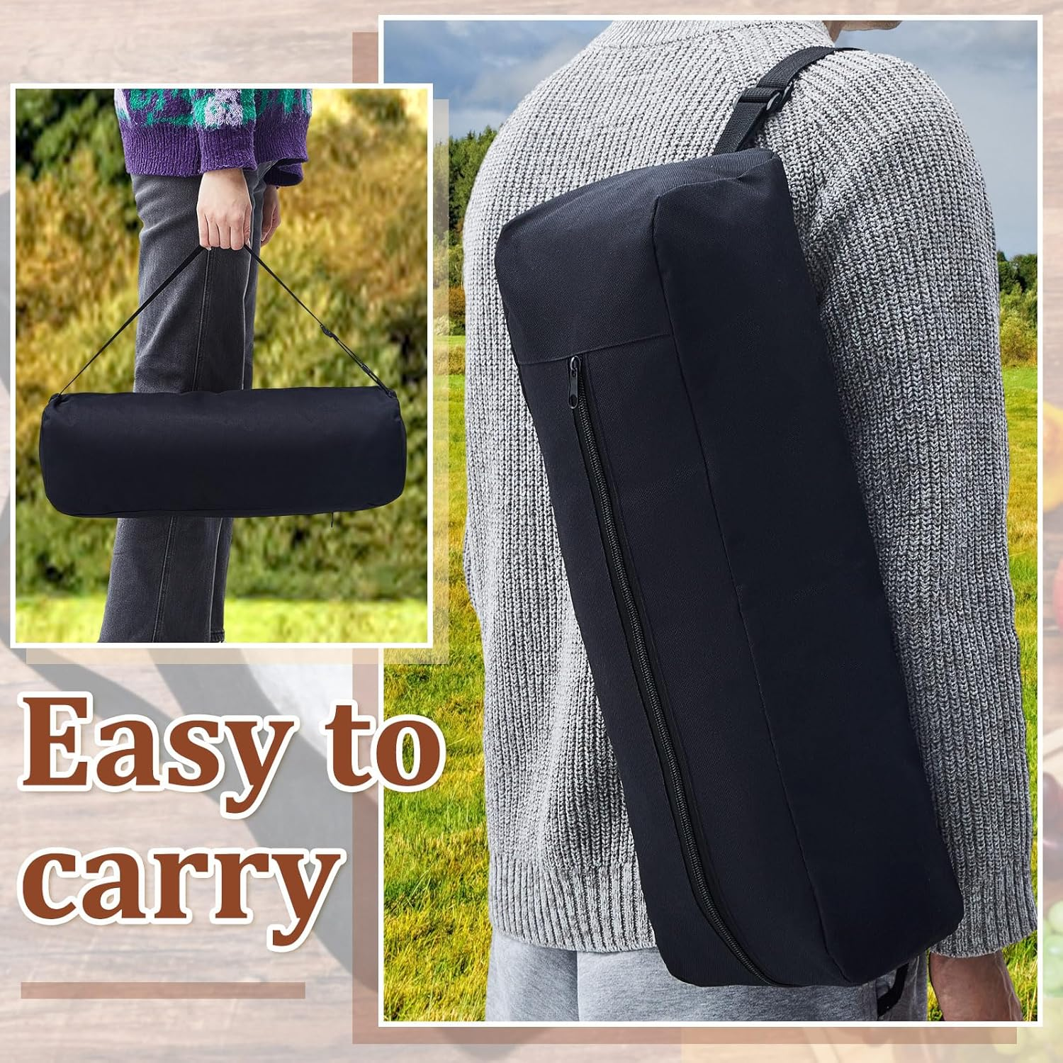 Amylove 1 Pc Grill Tool Storage Bag BBQ Utensil Grilling Bag Oxford Cloth Black image number 5