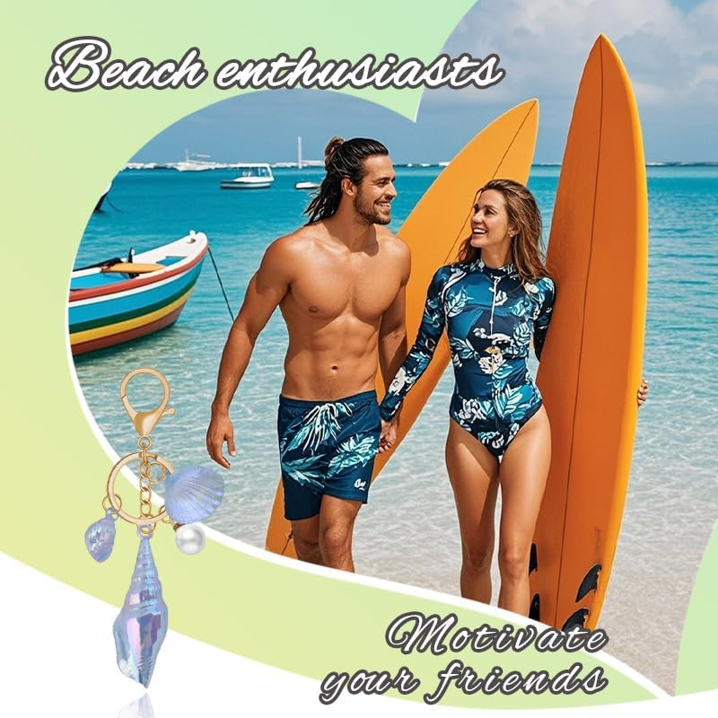 YALLNASL Seashell Purse Charms for Handbags Tote Beach Bag Accessories for Girls Women Beach Theme Gift Sea Shell Keychains