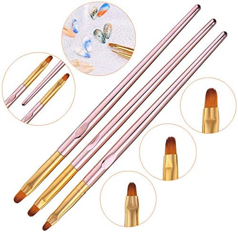 6PCS Nail Art Liner Brushes Set, UV Gel Acrylic Nail Art Drawing Painting Brushes Rose Gold Handle French Stripe Lines Painting Nail Pens image number 2