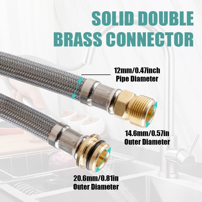 Kitchen Faucet Hose Replacement Parts for Grohe 48293000 Flexible Faucet Hose, Pull-Out Faucet Hose Replacement, Flexible Hose for Pull Out Kitchen Sprayer image number 3