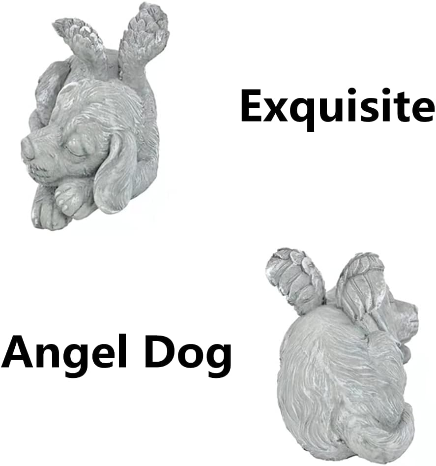 YILUXIANGYANG Dog Angel Wings Ornament Dog Angel Statue Mini Animal Statu for Garden Tombstones or Lawn Decoration image number 6
