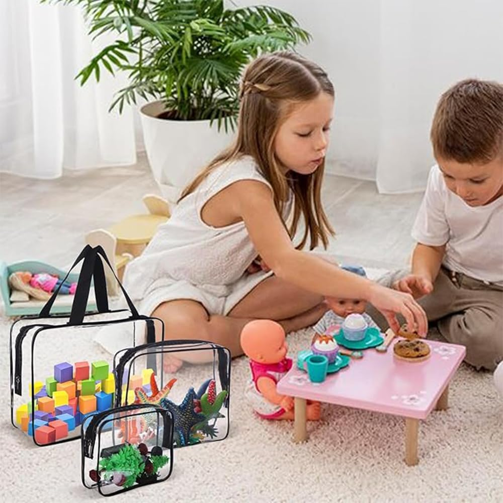 Toy Storage Bags with Labels, Set of 4, Clear PVC, Large Size, for Building Blocks, Board Games, Puzzles image number 2