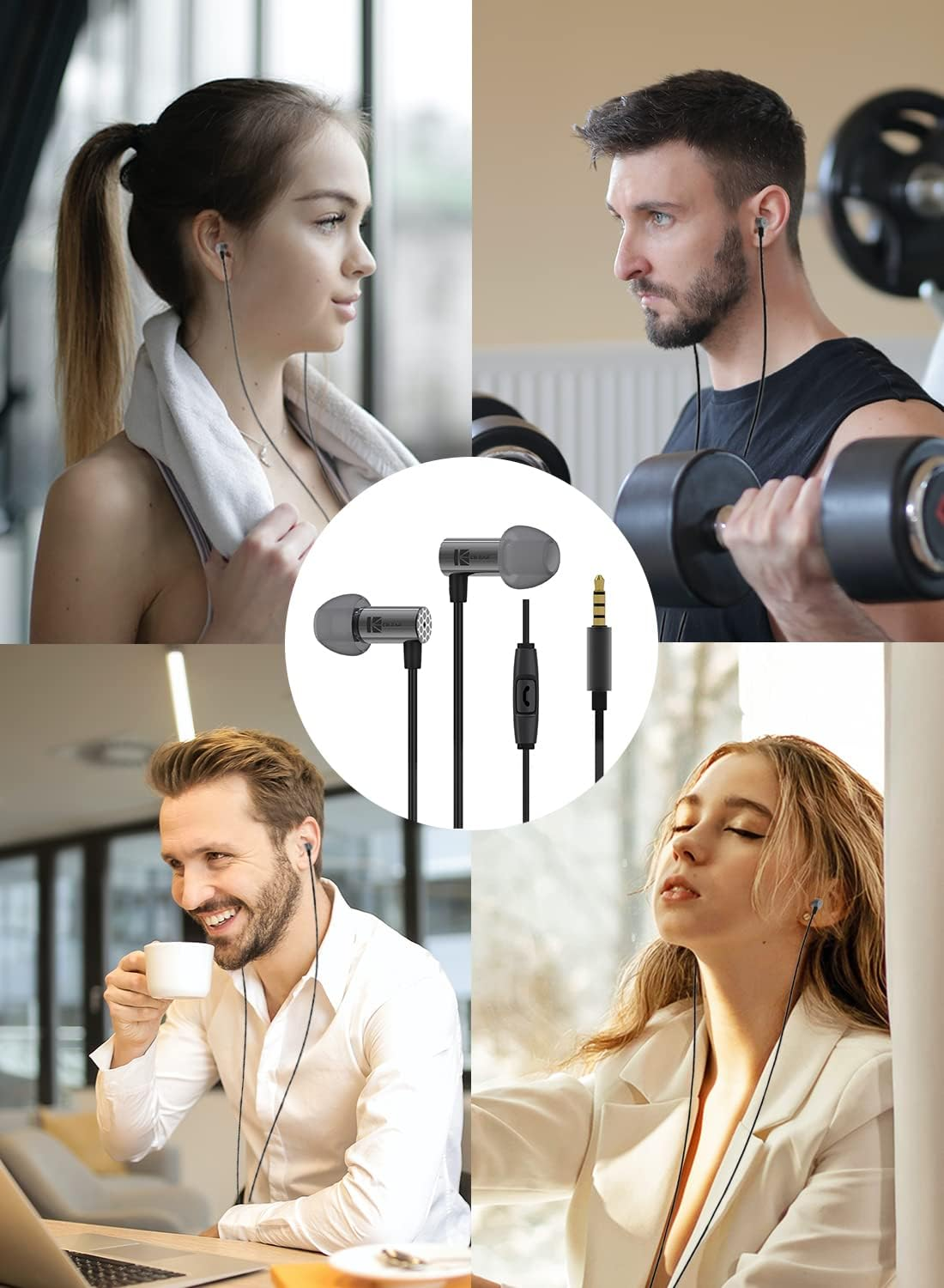 Yinyoo Wired Earbuds Headphones, KBEAR Little Q Lightweight in Ear Monitor Gaming Headphones for Android Phone, Thickened PVC Cable, Noise Isolating Deep Bass Earphones for Travel Relaxation Sleep image number 3