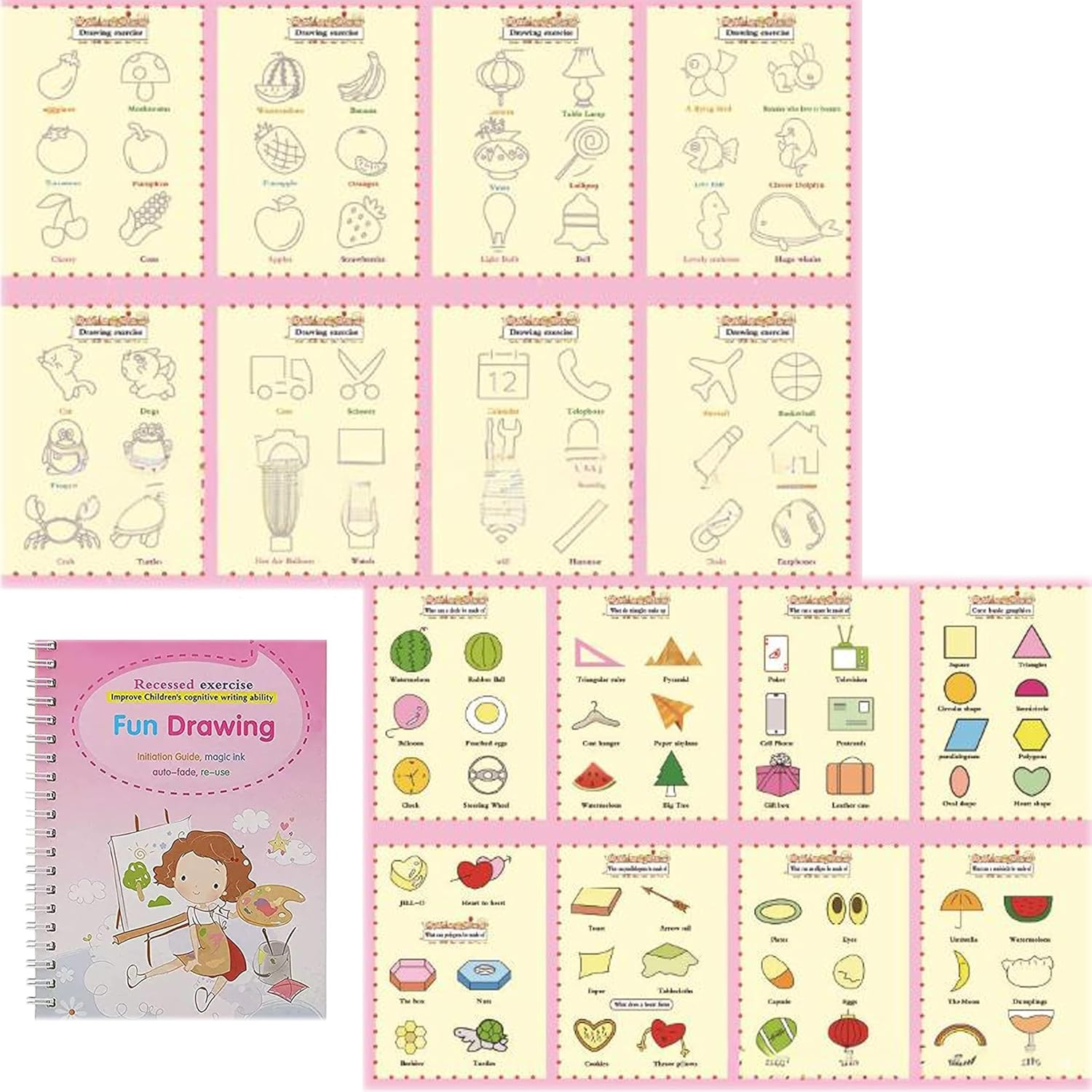 4PCS Magic Grooved Practice Copybook, Magical Handwriting Workbooks, Reusable Grooved Letter Tracing Preschool Writing Books with Pen Aid Pen Grip Pen Refills image number 4