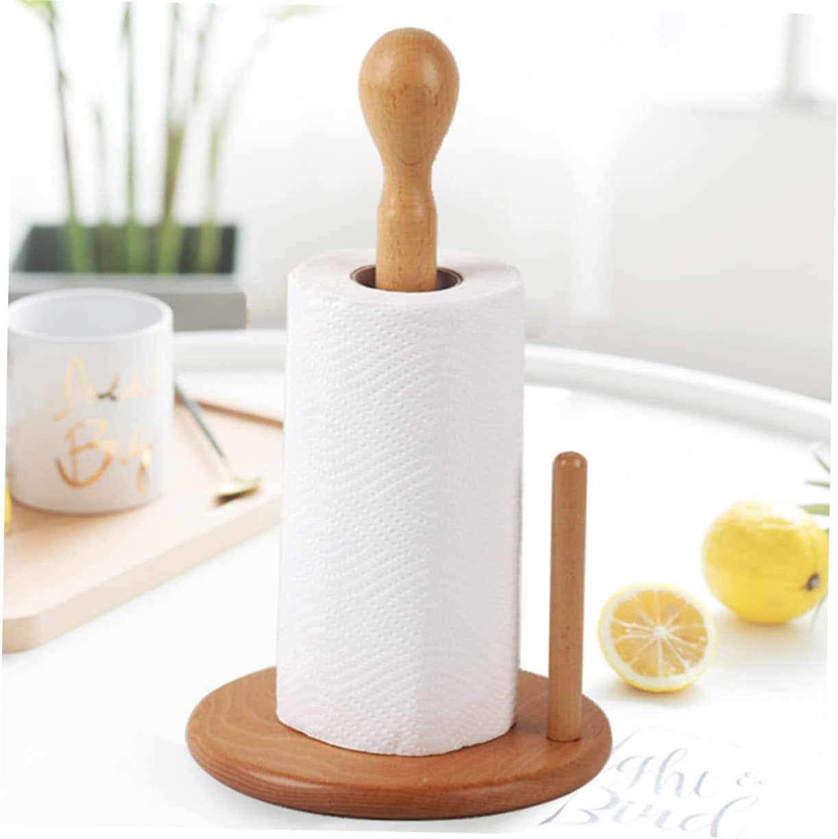SHOWERORO Holder for Kitchen Bathroom Upright Tissue Stand Paper Roll Storage Shelf Household Supply for Countertop Use image number 1