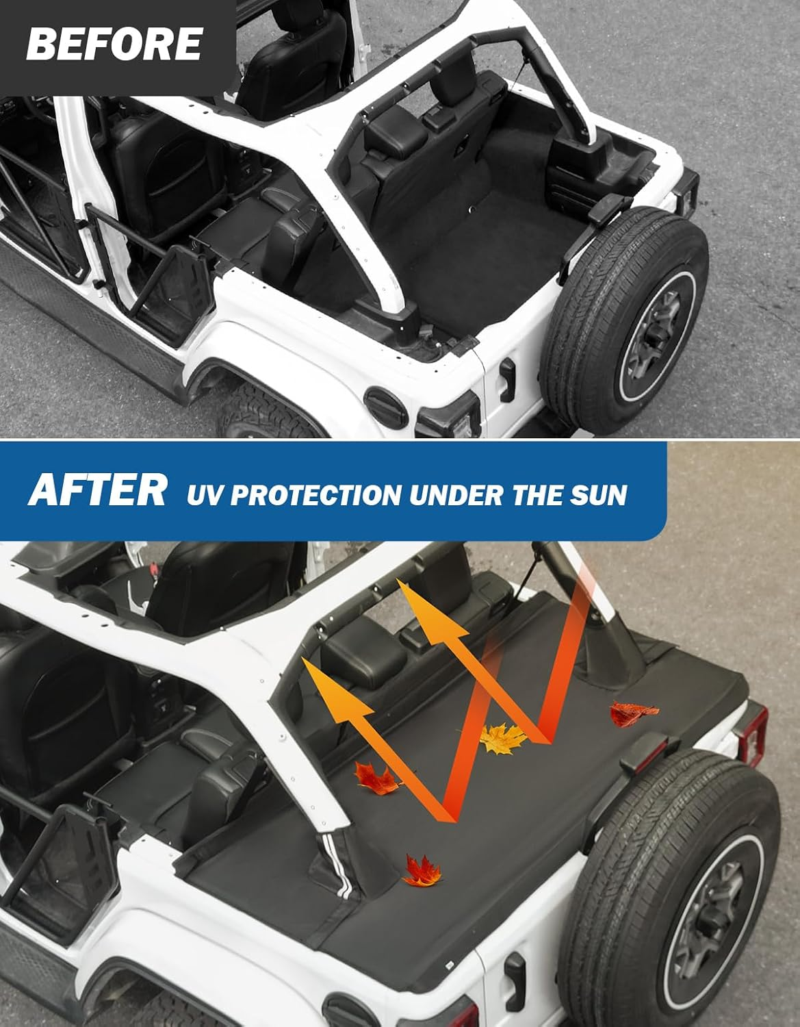 JOYTUTUS Tonneau Cover 4 Door Compatible with Wrangler JLU, Trunk Cargo Cover Tailgate Cover JL Accessories for 2018-2025 Wrangler JL Unlimited image number 4