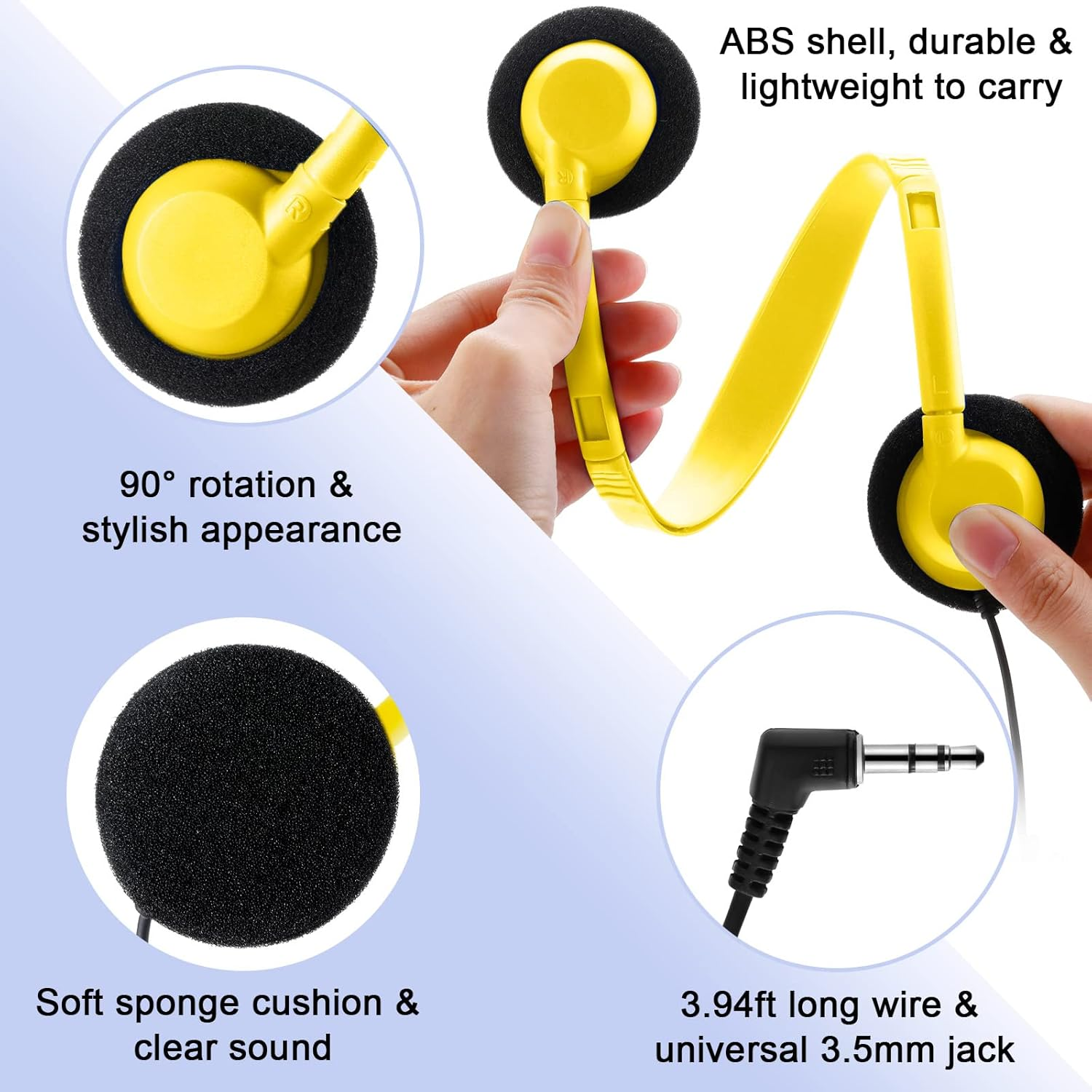 30 Pack Class Set Headphones for Kids School Earphones over Head Bulk Colored Classroom Headphones on Ear Earbuds Adjustable with 3.5 Mm Jack for Libraries Students Teens Adults (Light Color) - Grey image number 4