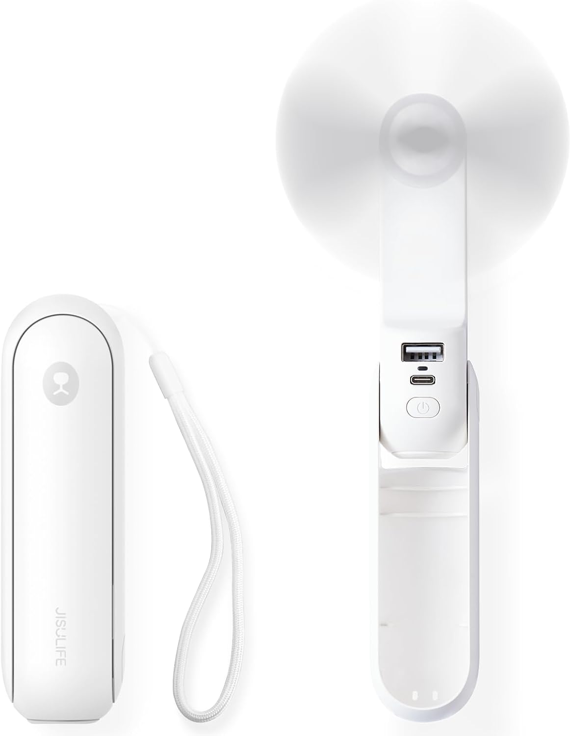 JISULIFE Portable Handheld Fan, Mini Pocket Personal Hand Fan, USB Rechargeable Battery Operated 14-21 Hours, Multifunctional Foldable Fan with Power Bank, Flashlight for Travel, Gift, Kids - Blue