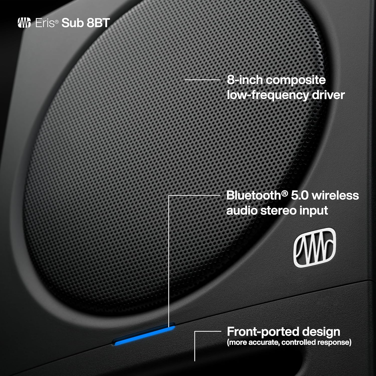 Presonus Eris Sub 8BT &mdash; 8-Inch Active Studio Subwoofer with Bluetooth for Multimedia, Gaming, Studio-Quality Music Production image number 2