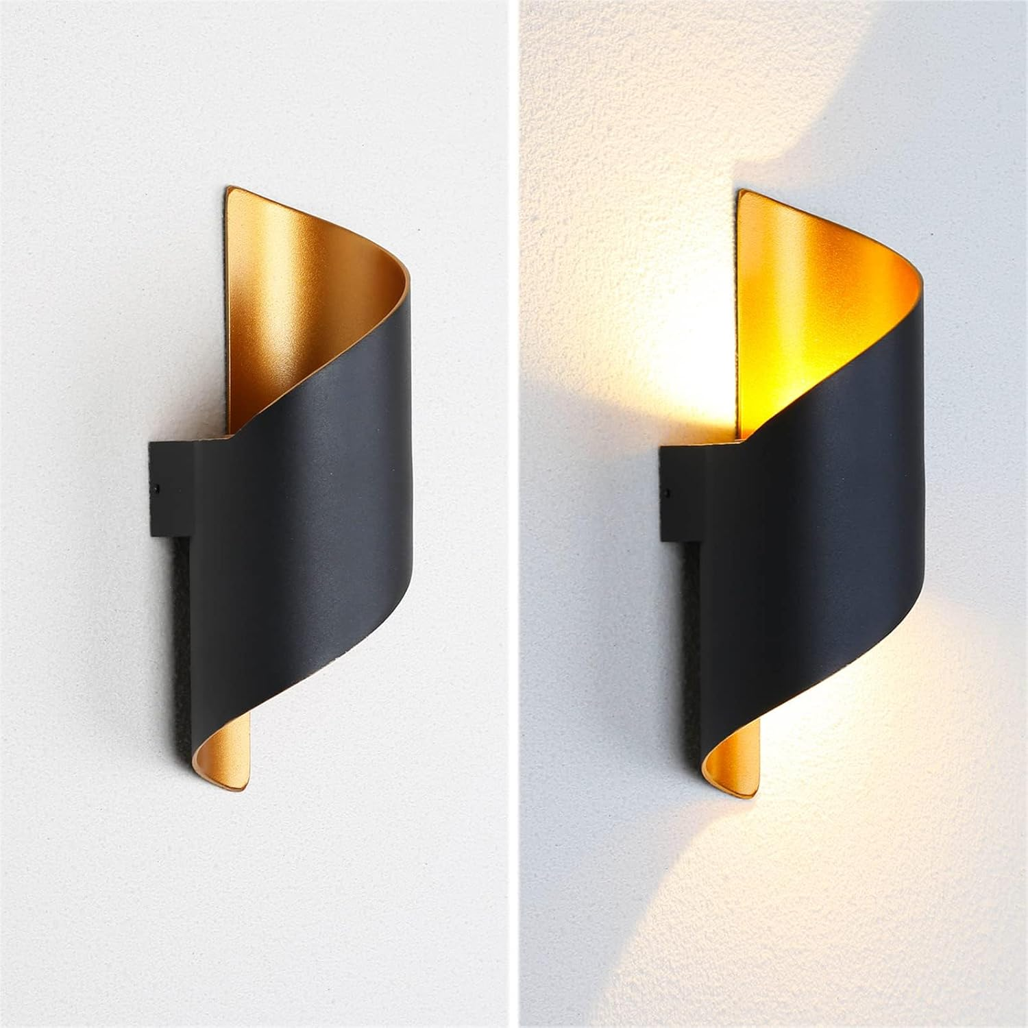 Outdoor Wall Lights,Black Modern Wall Sconce Led Porch Light Spiral up and down Lights Outdoor Warm White Aluminum Wall Light Fixture for Indoor House Porch Garage image number 5