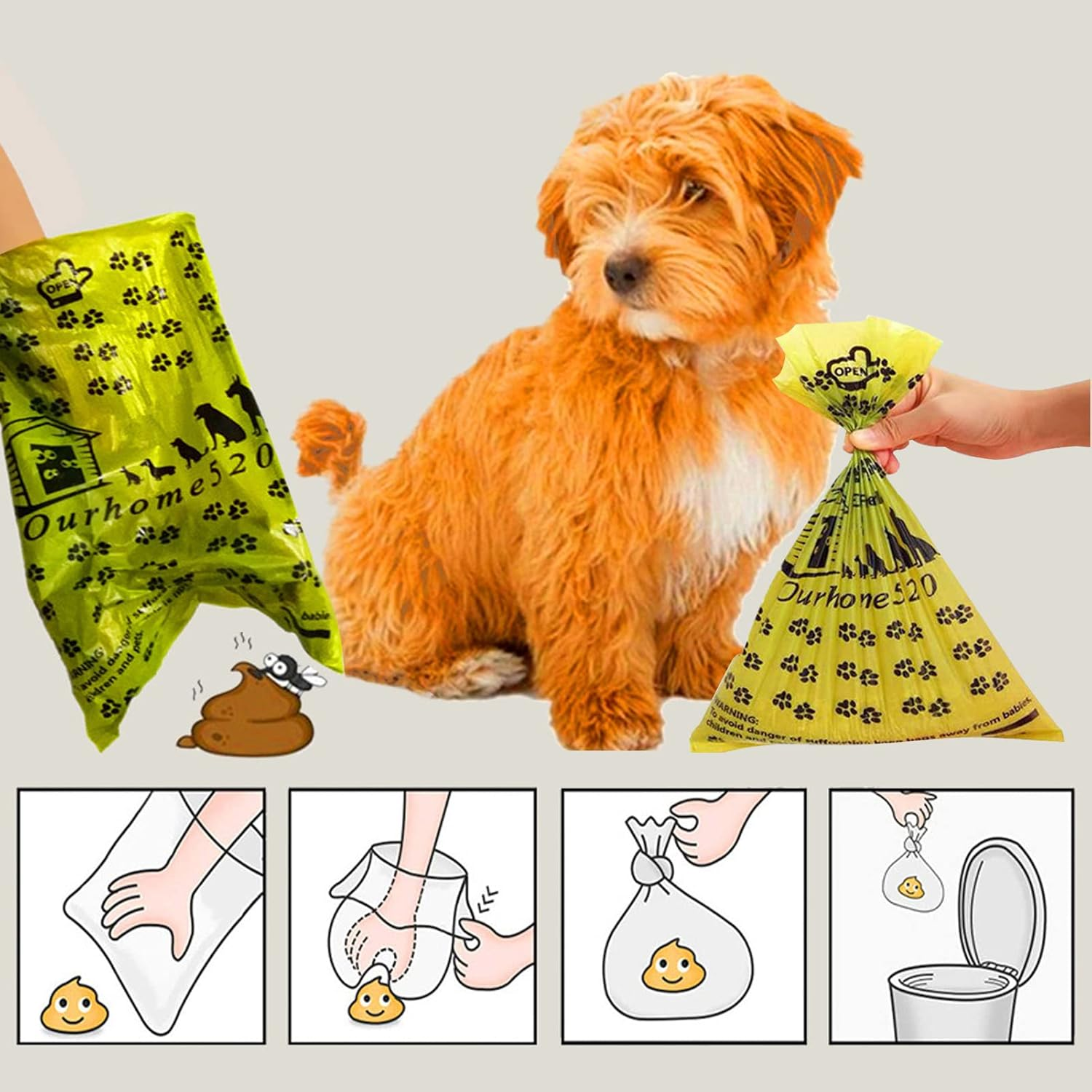 USDA 38% Biodegradable Unscented Pet Waste Bags，Dog Poop Bags 22&times;33Cm (12Rolls&mdash;&mdash;180Pcs Poo Bags) image number 4