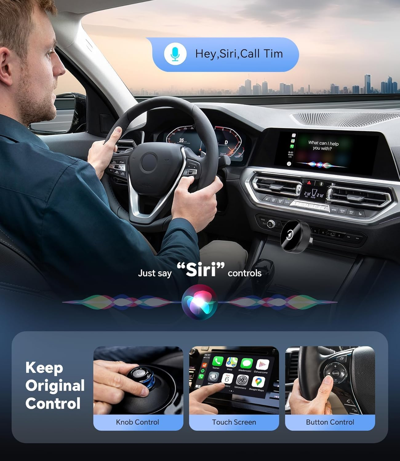 Wireless Adapter Converts Wired to Wireless for Carplay and Android - 2-In-1, Compact Size, Fast and Stable Connection, Plug & Play, USB to Usb-C/Type-C, Stable Control with No Latency image number 5