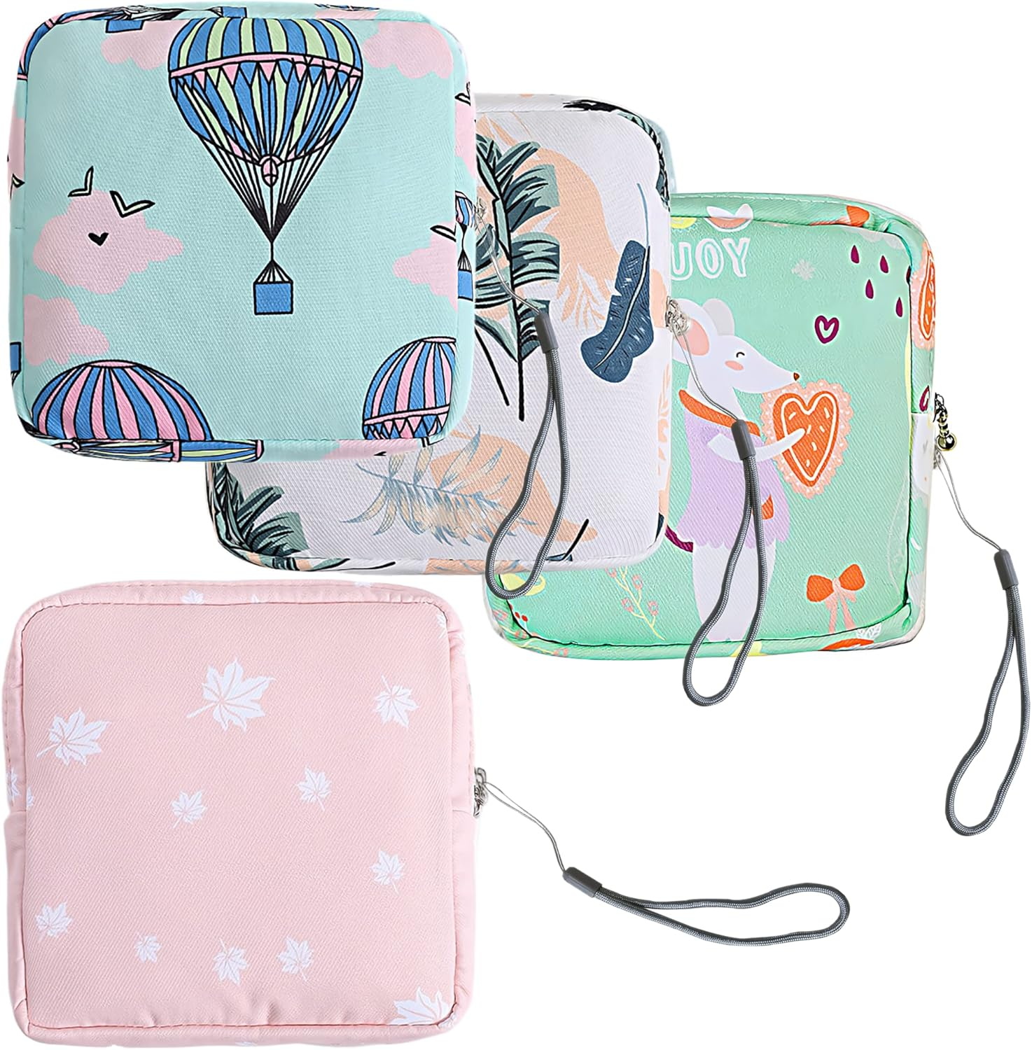 Portable Sanitary Napkin Storage Bag,4 Pieces Reusable Period Pouch for Teen Girls & Women,Pad Bags for Period for School,Office,Mini Pouch Feminine Pads Bag Kit (Classical)